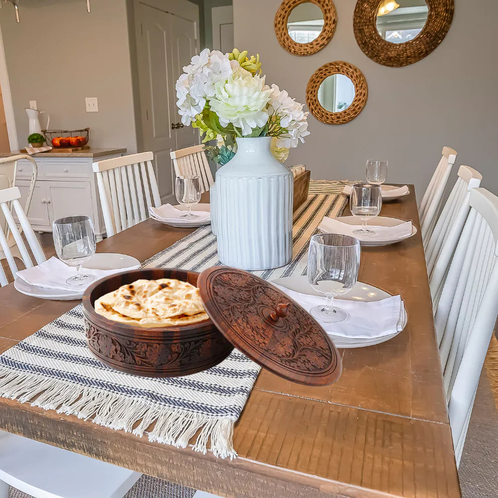 Wooden Hand-Carved Chapati Hotpot - Kaalza Cafts