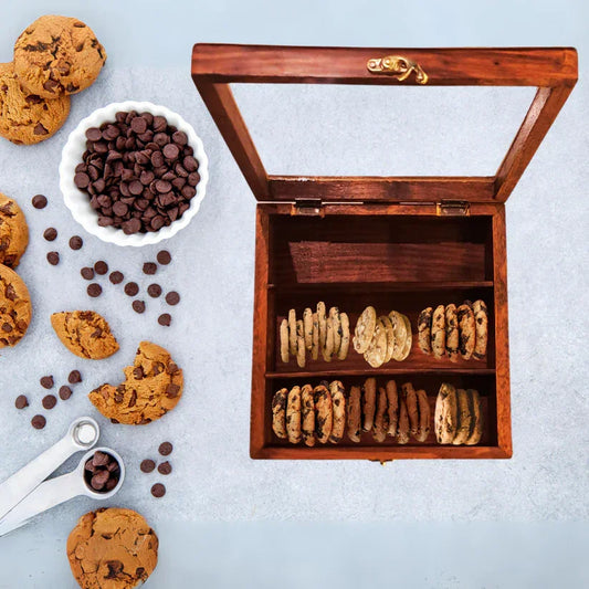WOODEN CUTLERY BOX / COOKIES STORAGE BOX - Kaalza Cafts