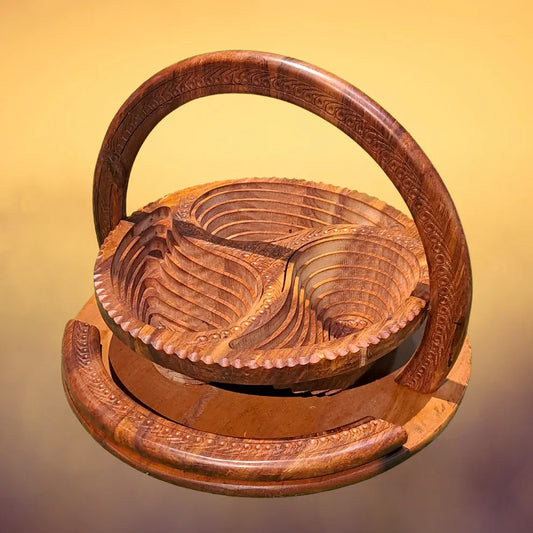Wooden Collapsible Dry Fruit Basket - Kaalza Cafts