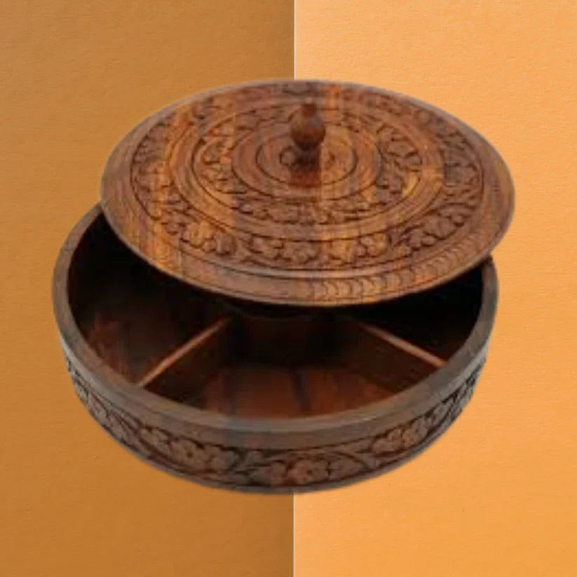 4-Portion Wooden Dry Fruit Box - Kaalza Cafts