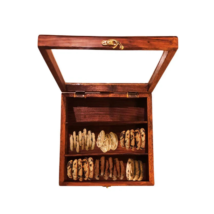 WOODEN CUTLERY BOX / COOKIES STORAGE BOX - Kaalza Cafts