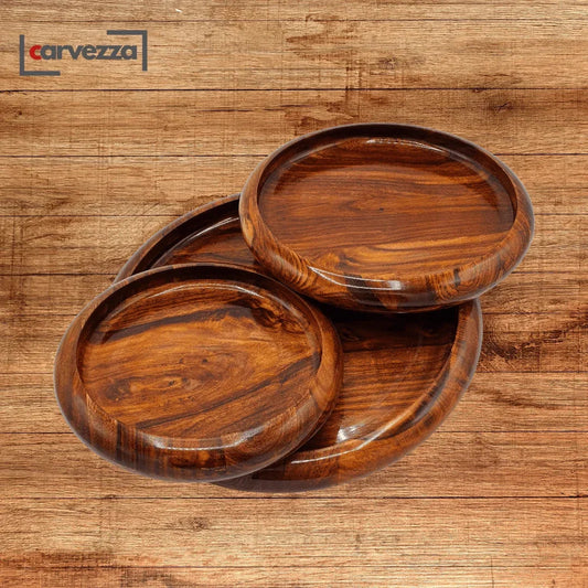 WOODEN PIZZA TRAY SET - Kaalza Cafts