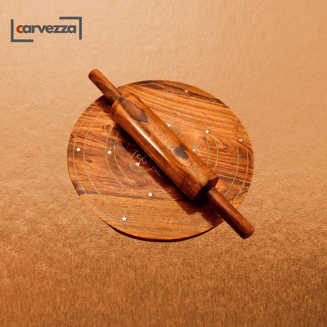 Wooden Rolling Pin with Base | Chakna Belan Set