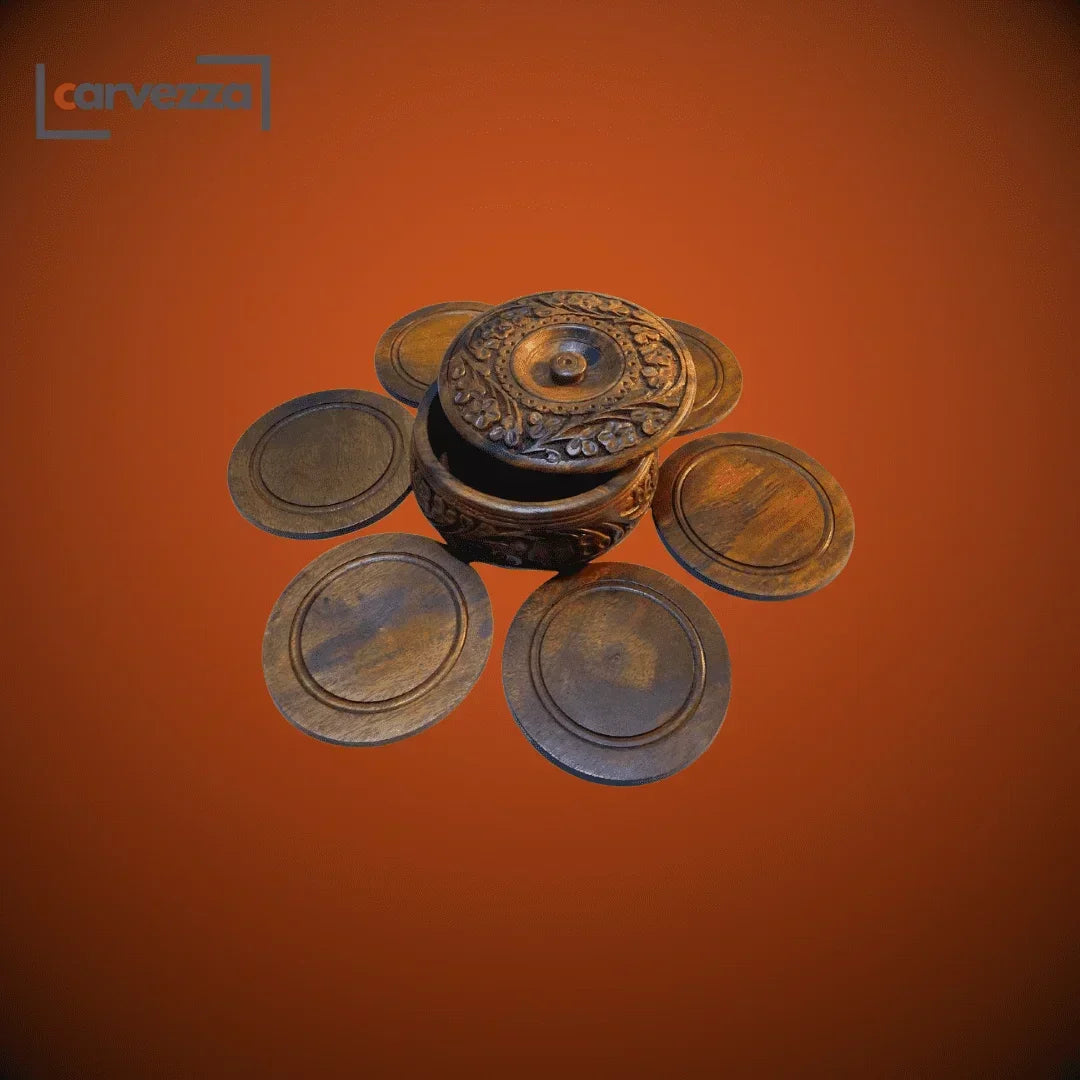 Wooden Tea Mats (Set of 06) - Kaalza Cafts