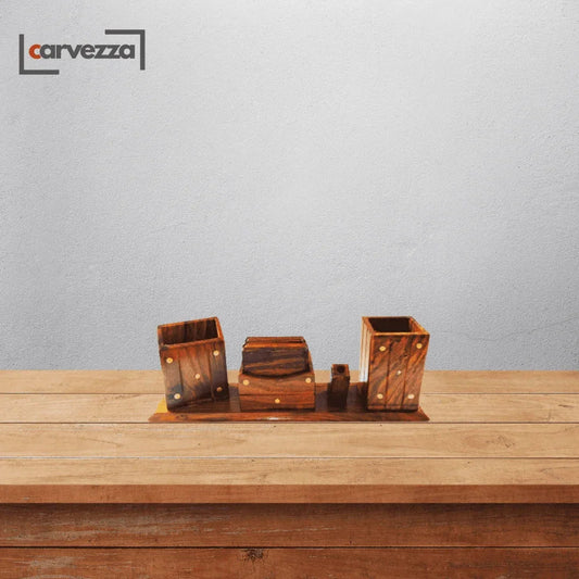 Wooden Office Desk Organizer - Kaalza Cafts