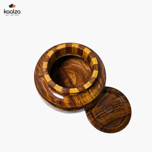 Handmade Wooden Daig Style Chapati Hotpot with Checkered Pattern - Kaalza Cafts