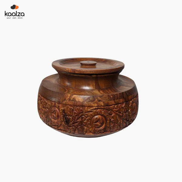Handmade Wooden Daig Style Chapati Hotpot with Carving Art - Kaalza Cafts