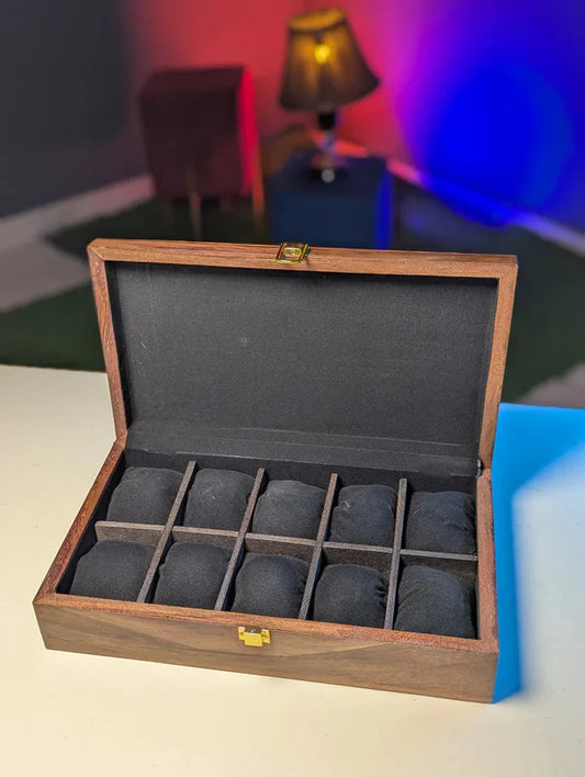 Customize Wooden Watch Organizer Box (With Name )- for 10 Watches - Kaalza Cafts
