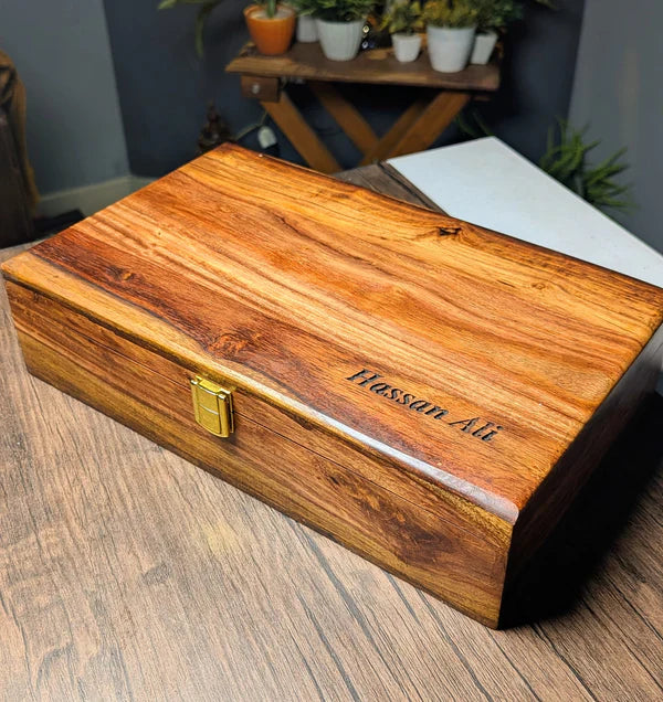 Customize Wooden Watch Organizer Box (With Name )- for 10 Watches - Kaalza Cafts