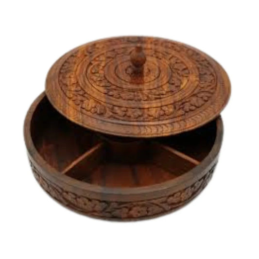 4-Portion Wooden Dry Fruit Box