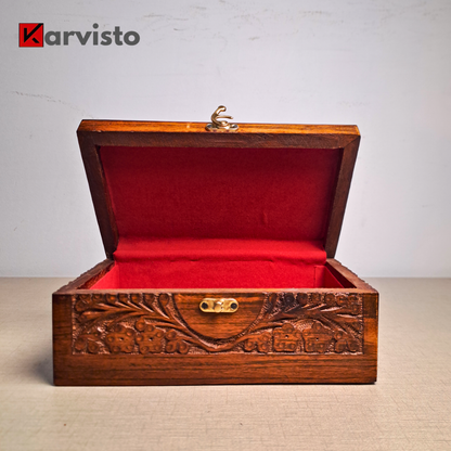 Hand Carved Wooden Jewelry Box