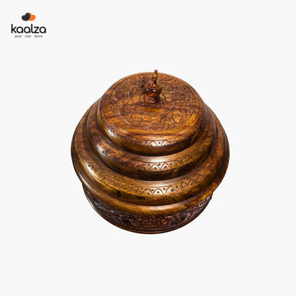 Colossal Wooden Hotpot with Carving Art and Stainless Steel Bowl