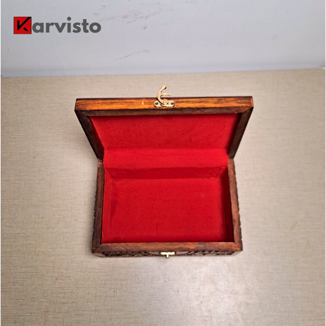 Hand Carved Wooden Jewelry Box