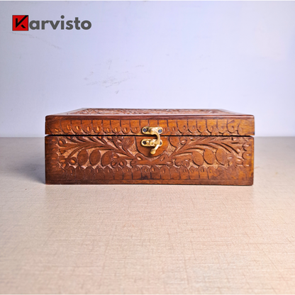 Hand Carved Wooden Jewelry Box