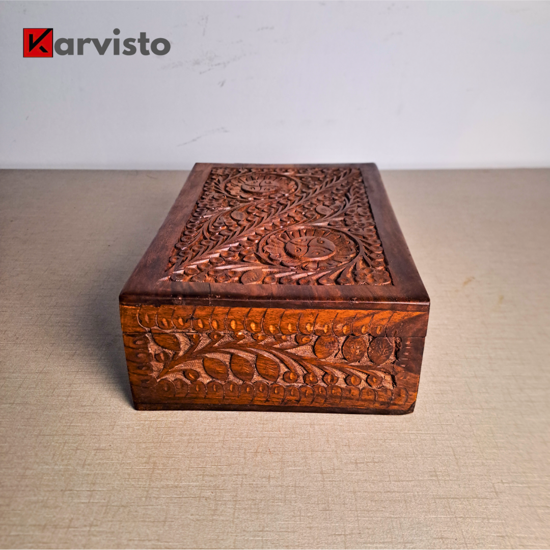 Hand Carved Wooden Jewelry Box