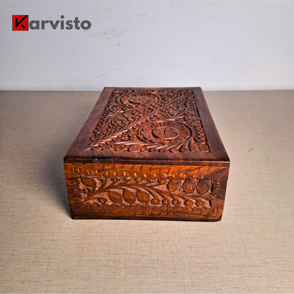Hand Carved Wooden Jewelry Box