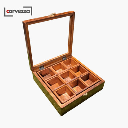Wooden Spices Box with Glass Lid