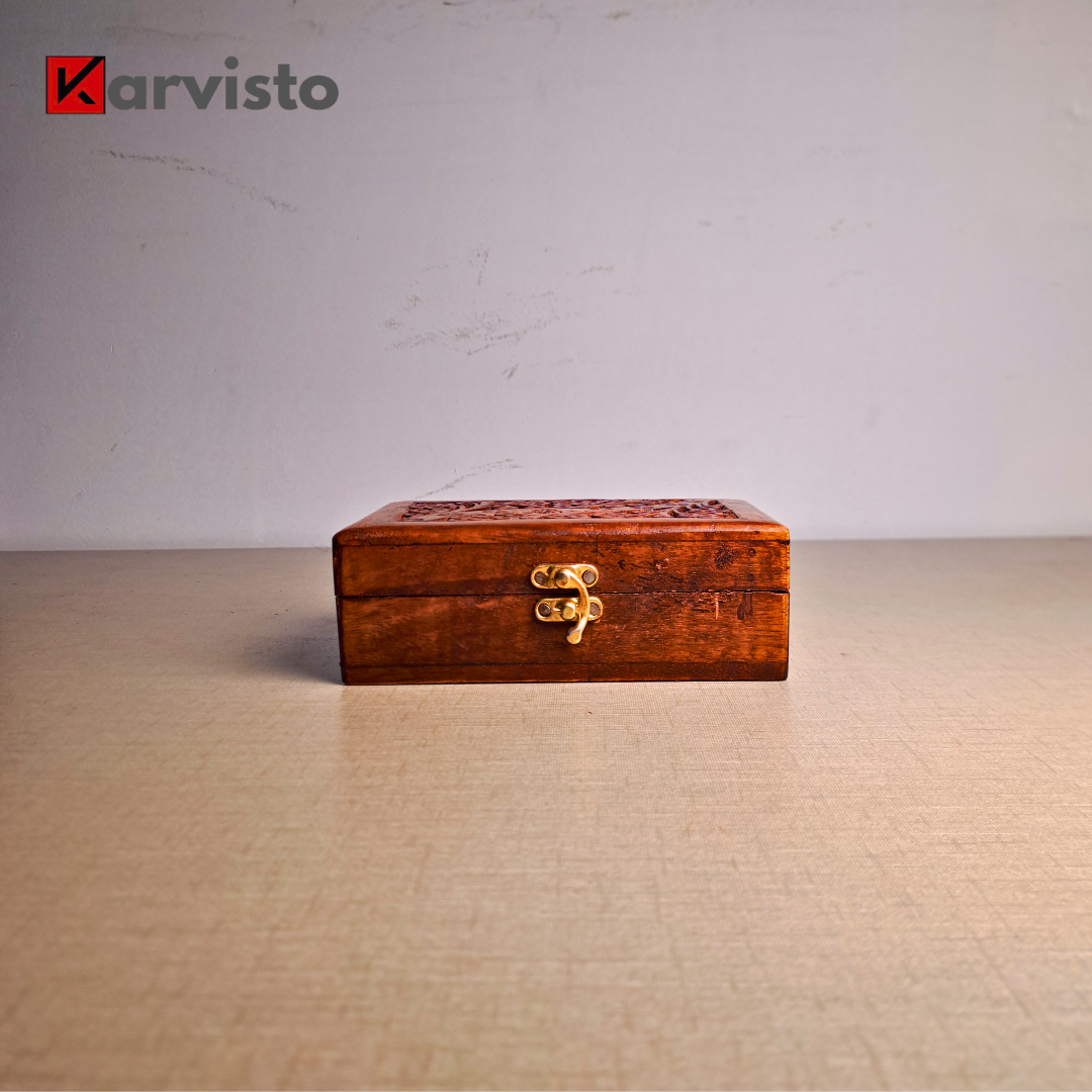 Hand Carved Wooden Jewelry Box