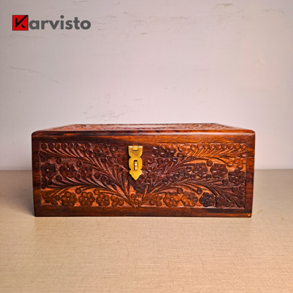 Hand Carved Wooden Jewelry Box