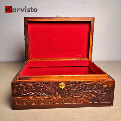 Hand Carved Wooden Jewelry Box