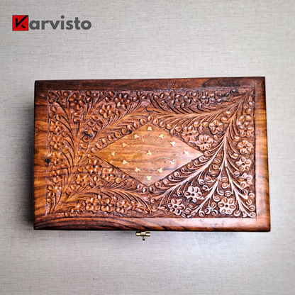 Hand Carved Wooden Jewelry Box