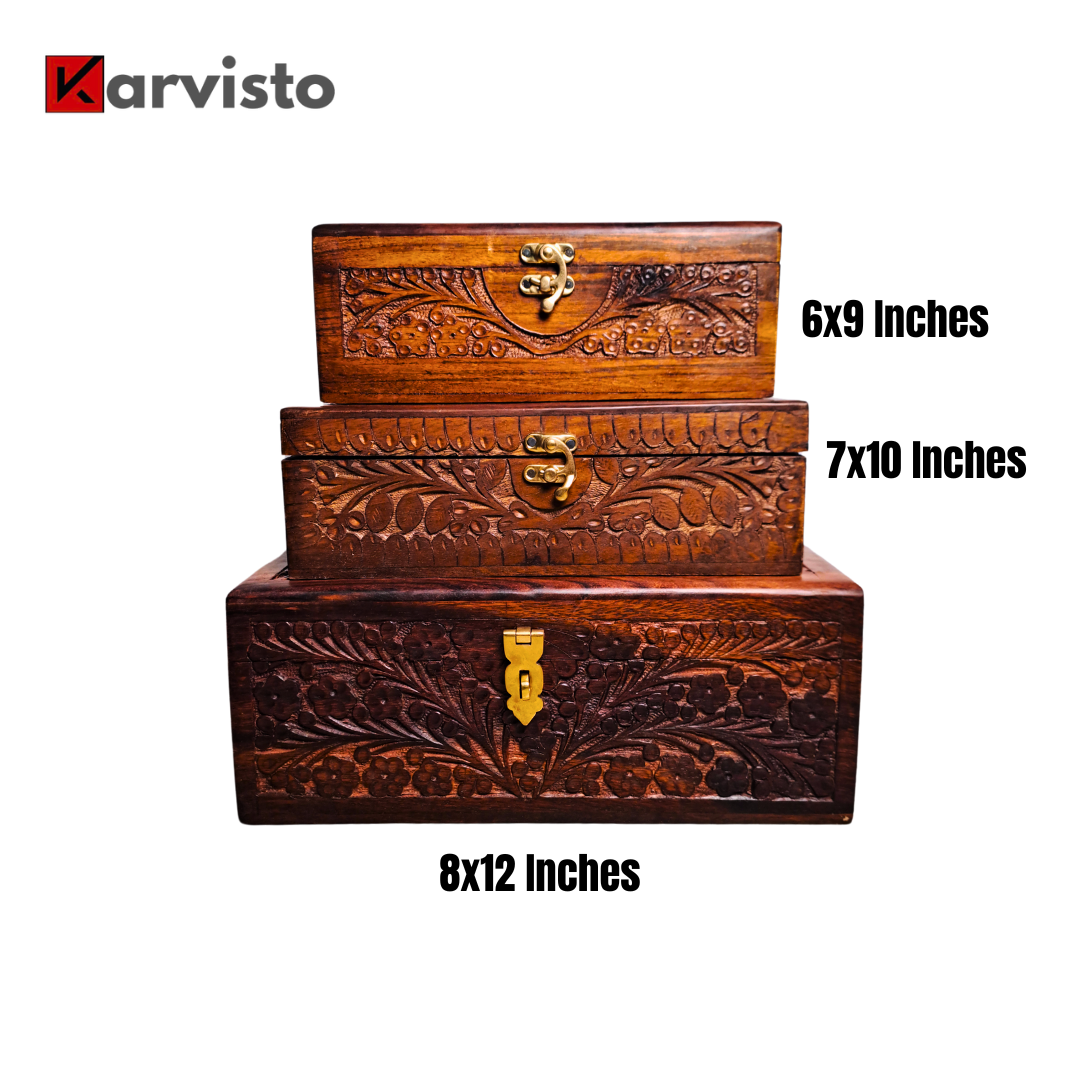 Hand Carved Wooden Jewelry Box
