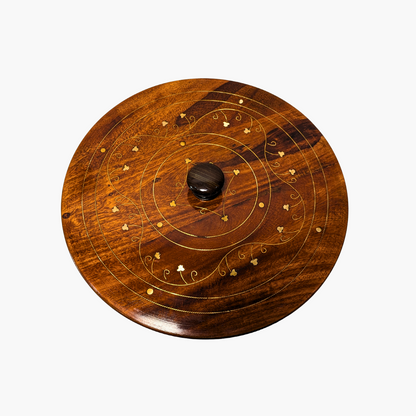 Handmade Wooden Chapati Hotpot with Brass Artwork