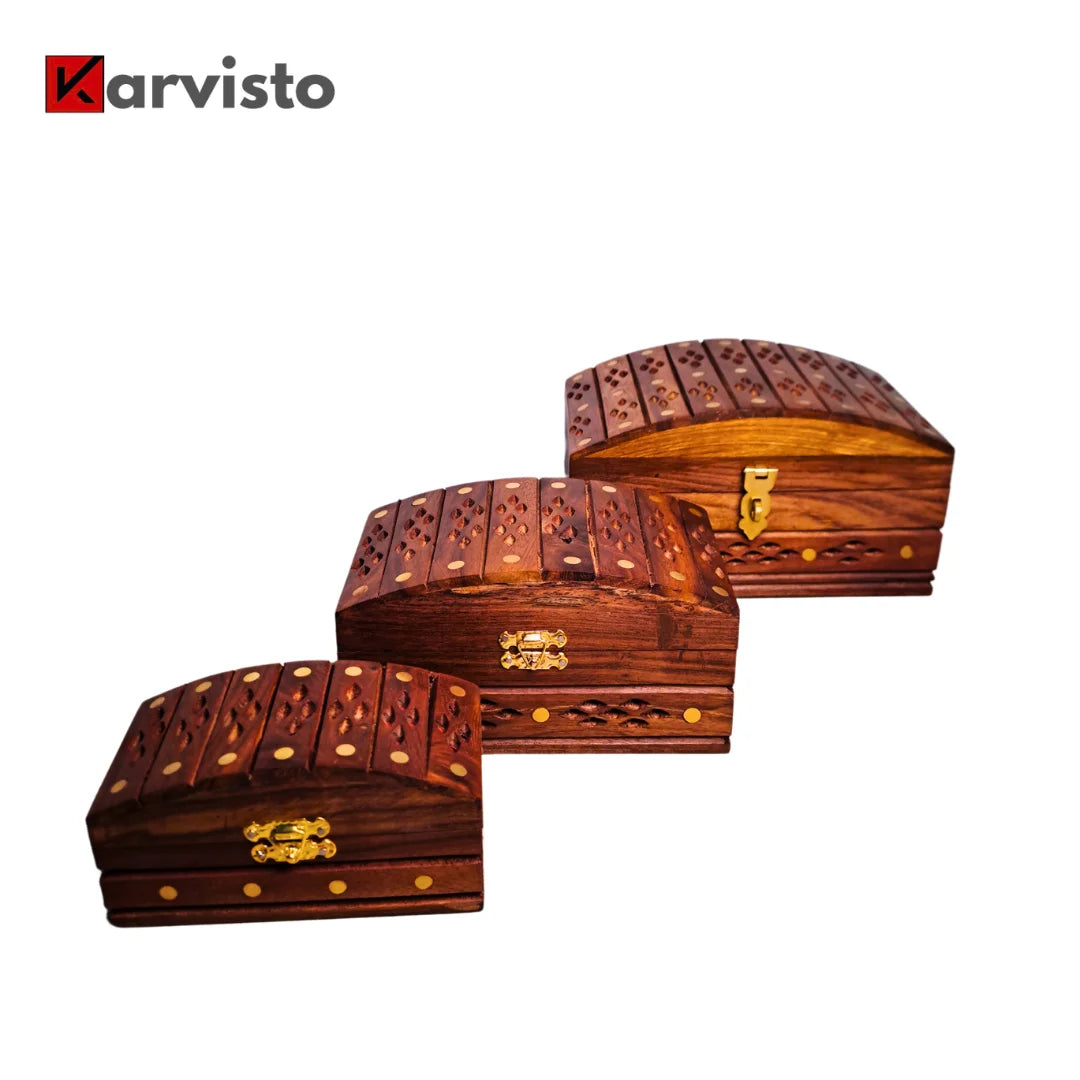 Set of 3 Wooden Jewelry Boxes "Heritage Chest Trio"