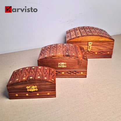 Set of 3 Wooden Jewelry Boxes "Heritage Chest Trio"