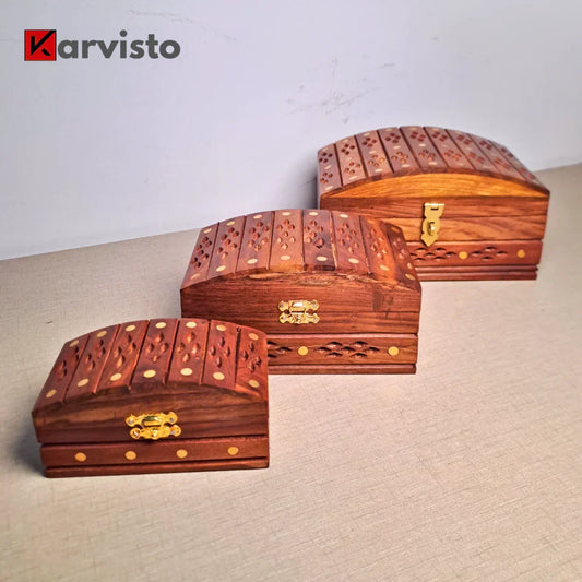 Set of 3 Wooden Jewelry Boxes "Heritage Chest Trio"