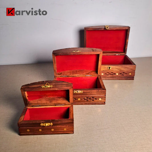 Set of 3 Wooden Jewelry Boxes "Heritage Chest Trio"