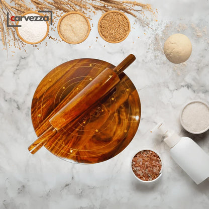 Wooden Rolling Pin with Base | Chakna Belan Set
