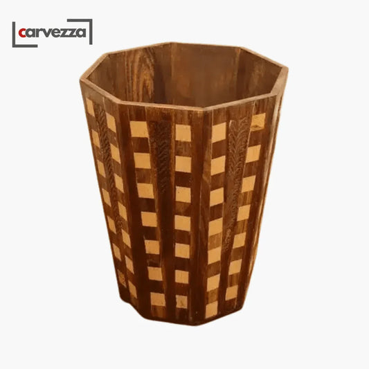 Wooden Checkered Dustbin